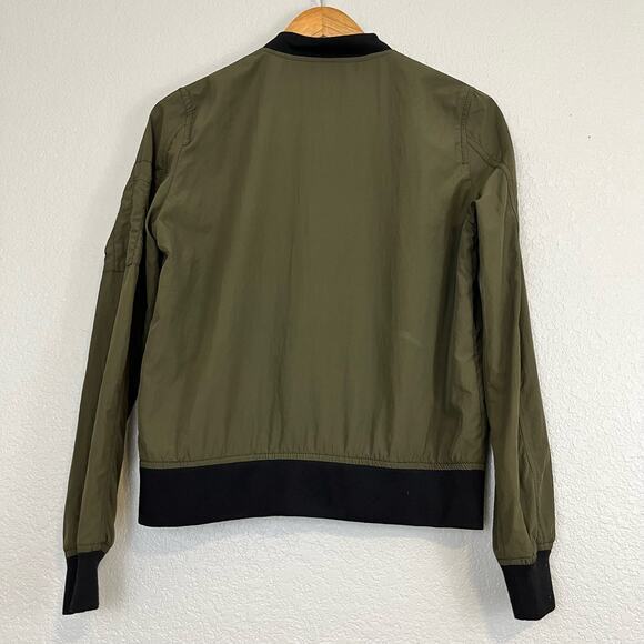 Zara Bomber Jacket Womens XS Olive Military Green Lightweight Varsity Minimalist - Picture 4 of 7
